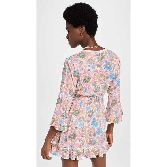 NWOT Playa Lucila Mini kimono multi color floral tassle tie medium - Picture 2 of 9